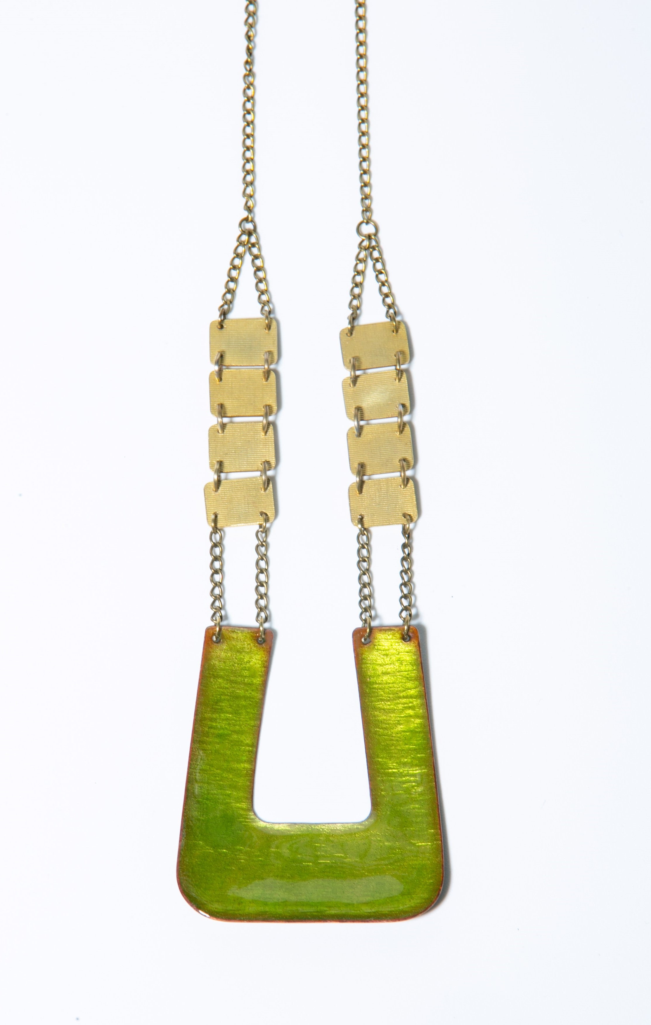 Zagara - egyedi kalapált tűzzománc nyakék világoszöld színben