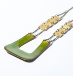 Zagara - egyedi kalapált tűzzománc nyakék világoszöld színben