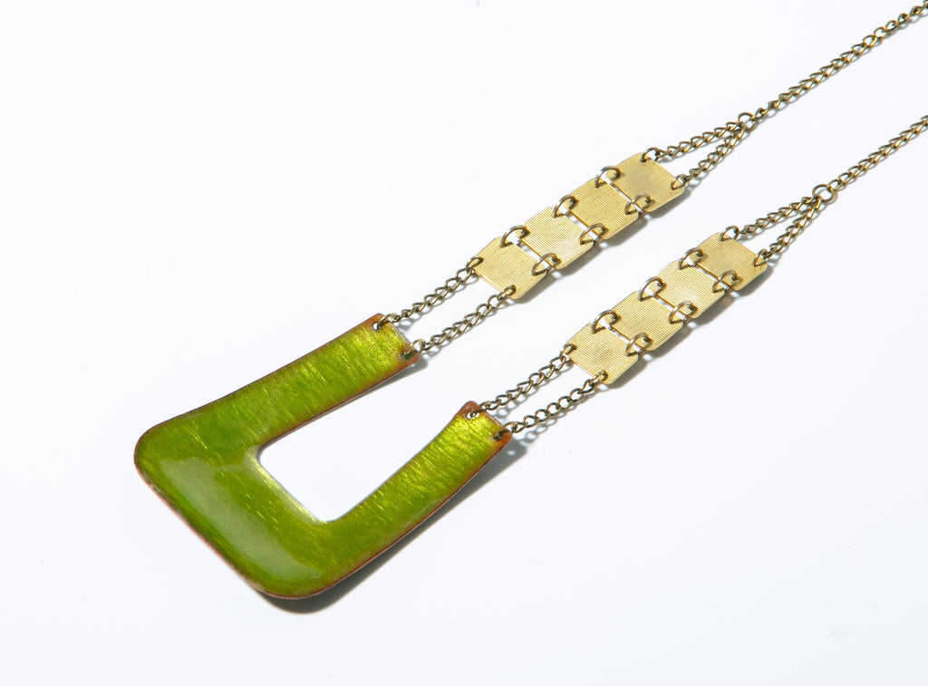 Zagara - egyedi kalapált tűzzománc nyakék világoszöld színben