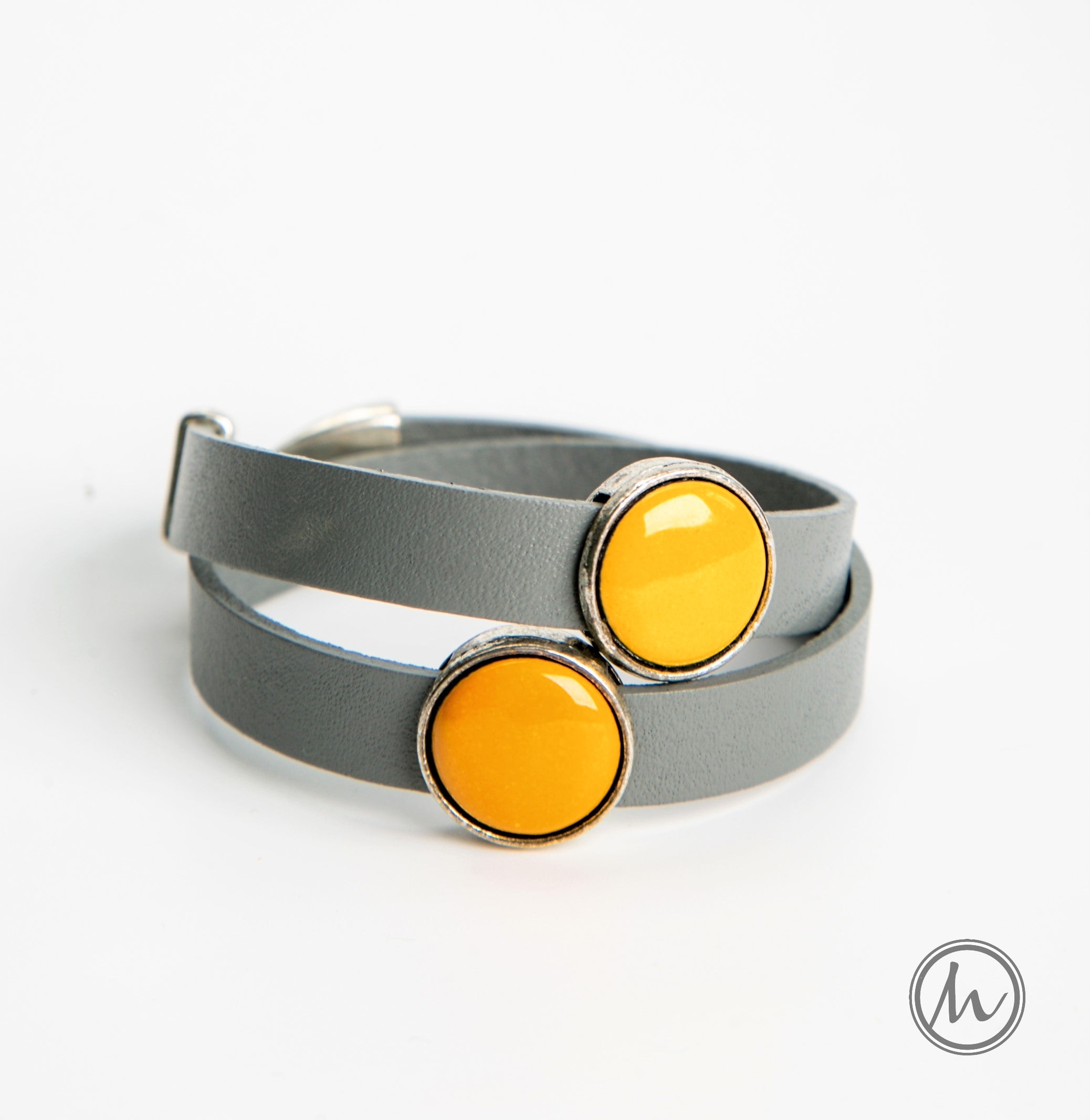 Sunny Clouds bőr karkötő okkersárga-szürke színekben