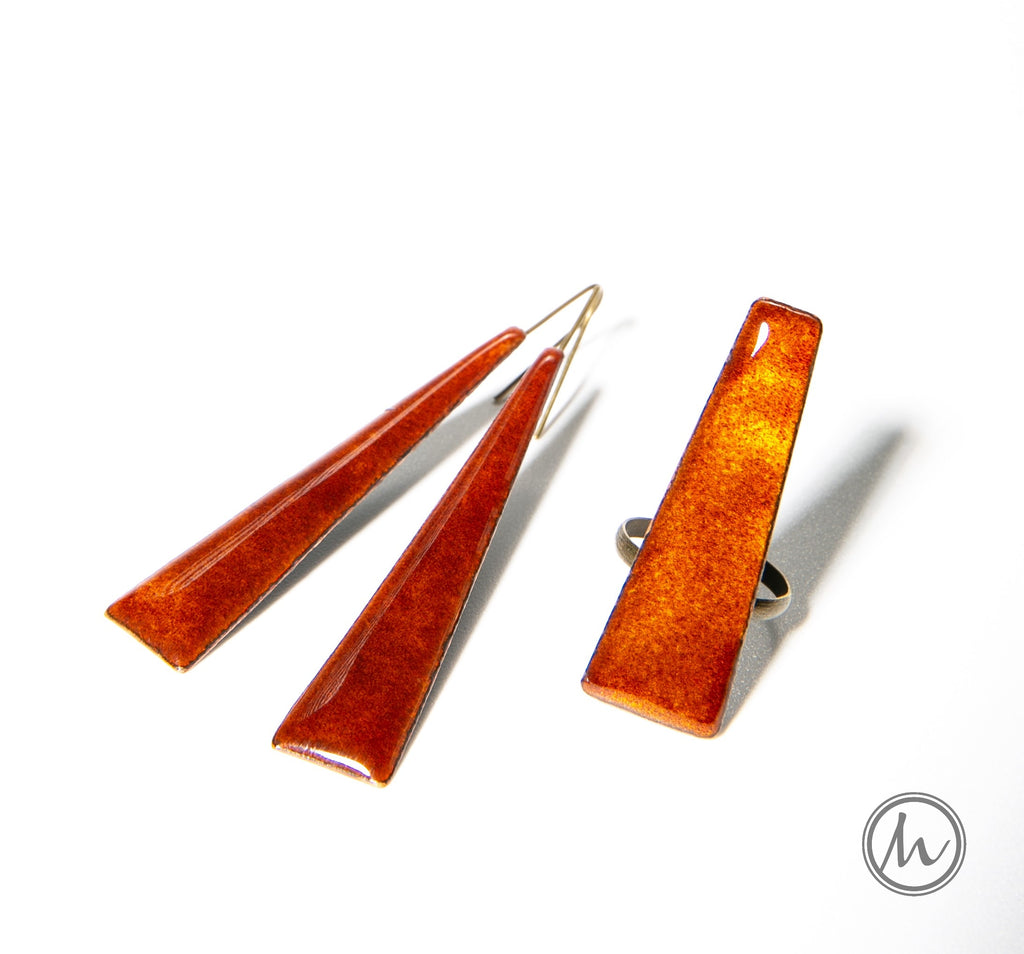 Aveline - karamell színű tűzzománc fülbevaló