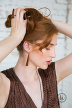 Aveline - karamell színű tűzzománc fülbevaló