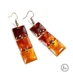 Karamell - szögletes tűzzománc fülbevaló