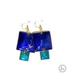 Chefchaouen - szögletes tűzzománc fülbevaló