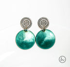 Hópihék - tűzzománc fülbevaló mintázott fém koronggal