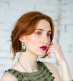 Laurier - sötétzöld tűzzománc fülbevaló