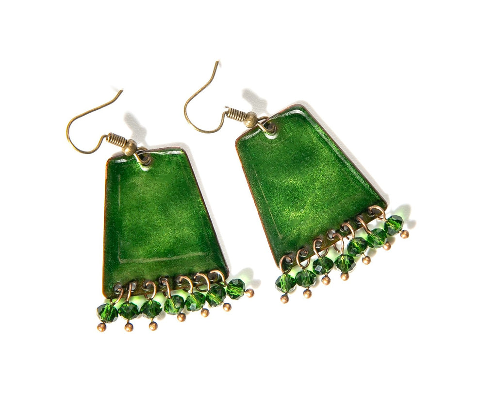 Laurier - sötétzöld tűzzománc fülbevaló