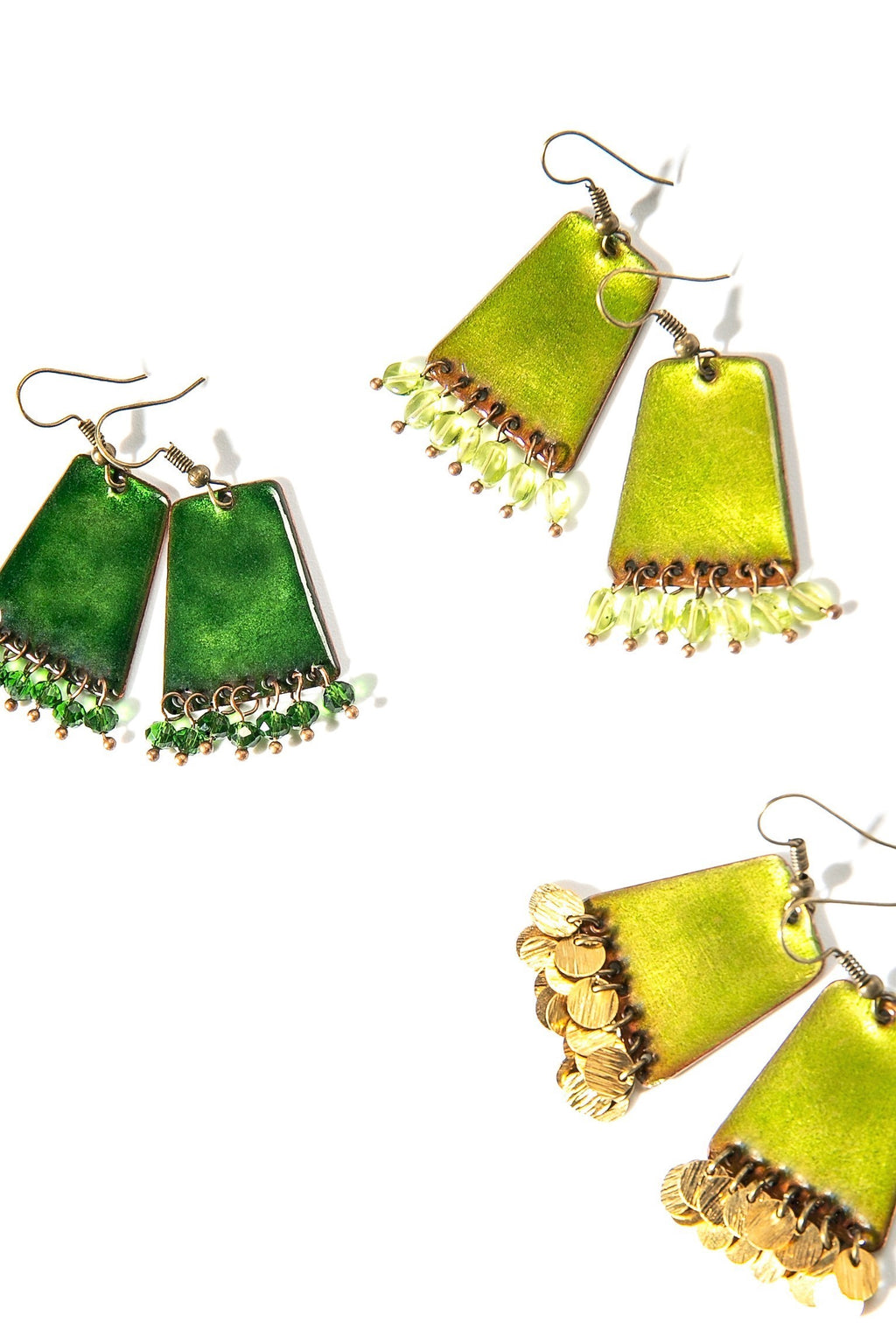 Laurier - sötétzöld tűzzománc fülbevaló