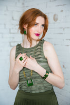 Laurier - sötétzöld tűzzománc fülbevaló