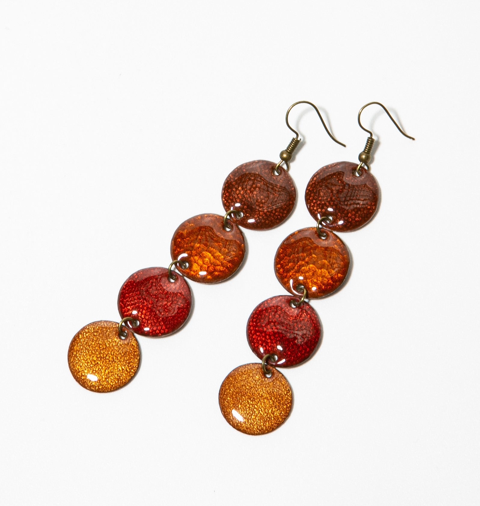 Maraschino - egyedi tűzzománc fülbevaló terrakotta-vörös árnyalatokban