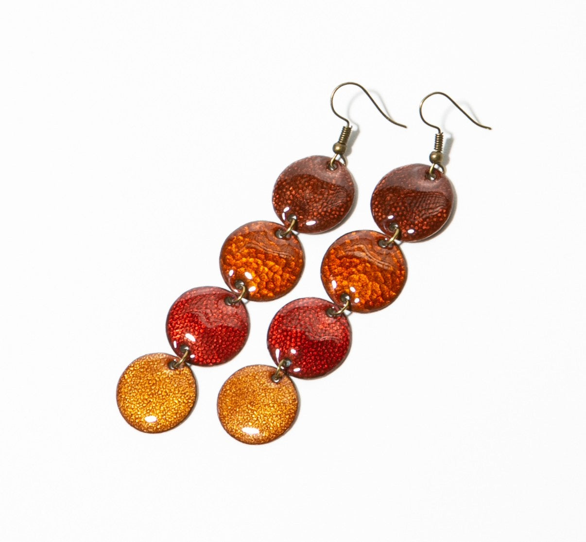 Maraschino - egyedi tűzzománc fülbevaló terrakotta-vörös árnyalatokban