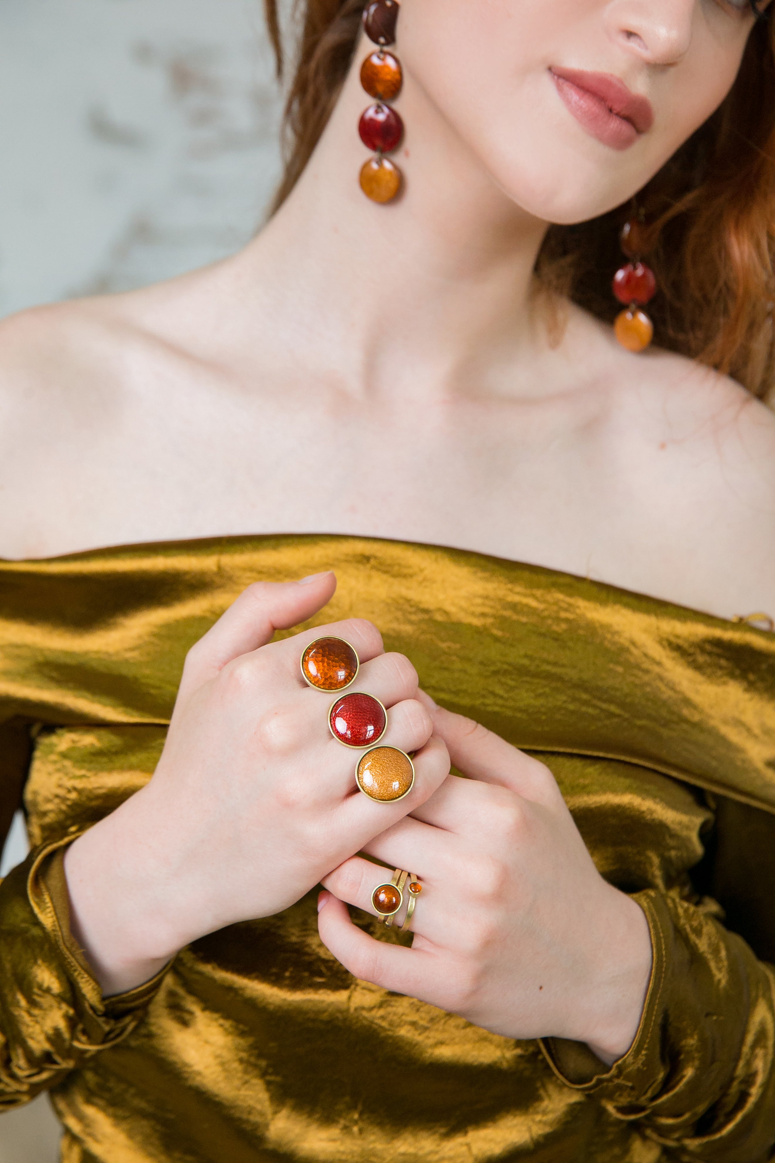 Maraschino - egyedi tűzzománc fülbevaló terrakotta-vörös árnyalatokban