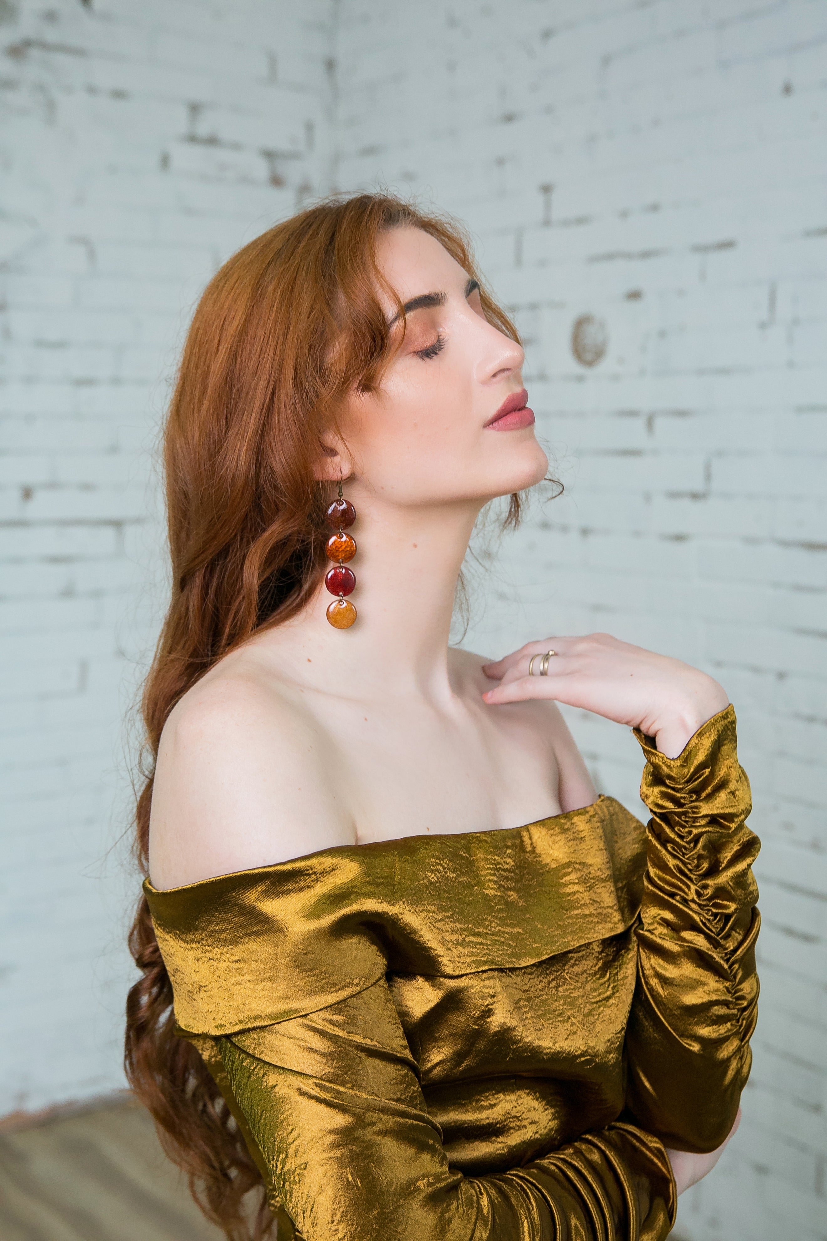 Maraschino - egyedi tűzzománc fülbevaló terrakotta-vörös árnyalatokban