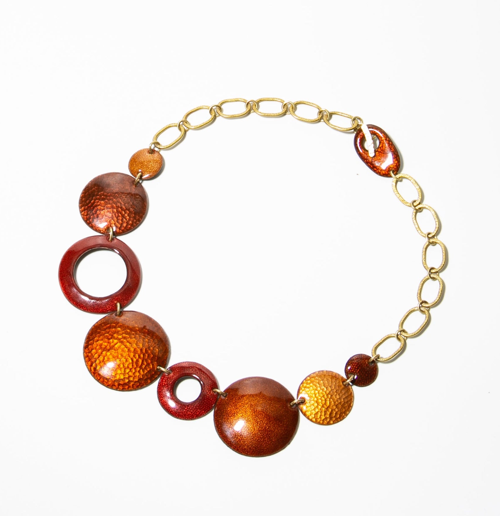 Maraschino - egyedi tűzzománc nyakék terrakotta-vörös árnyalatokban