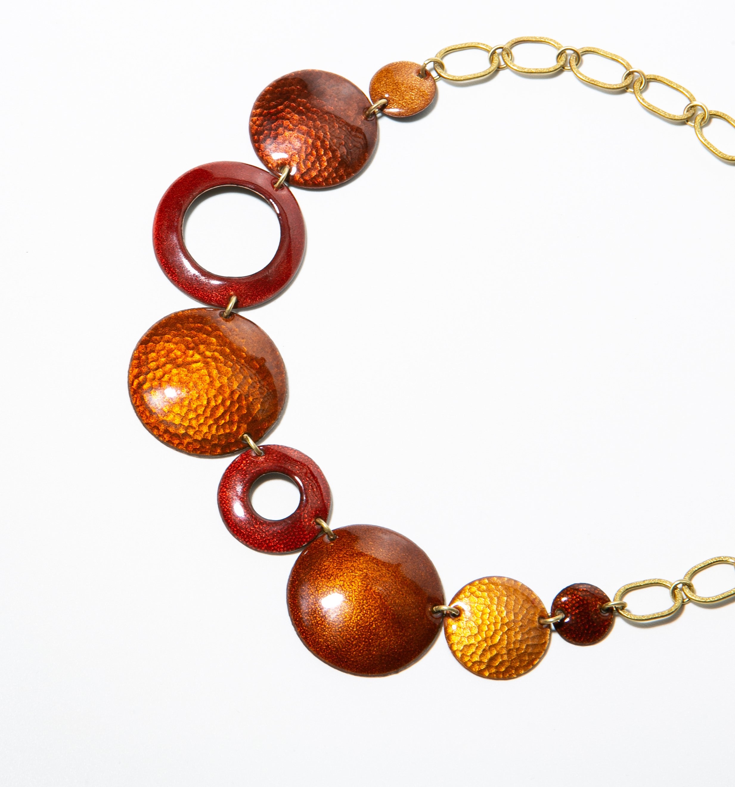 Maraschino - egyedi tűzzománc nyakék terrakotta-vörös árnyalatokban