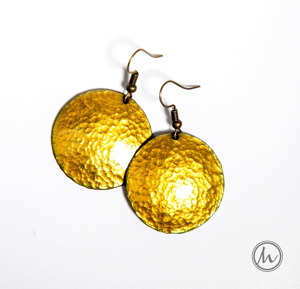 Martelado - kalapált kerek tűzzománc fülbevaló