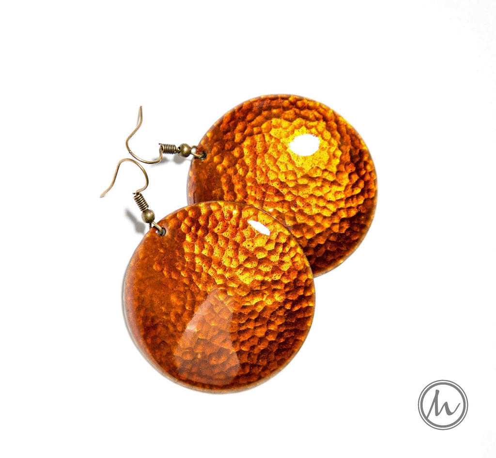 Martelado - kalapált kerek tűzzománc fülbevaló