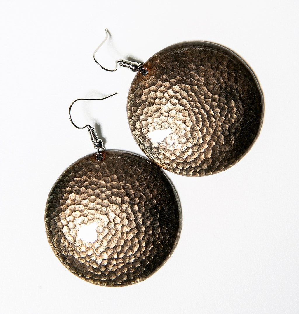 Martelado - kalapált kerek tűzzománc fülbevaló