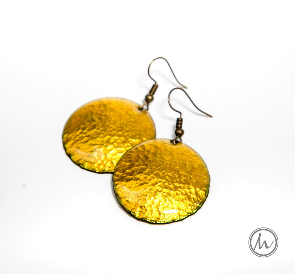 Martelado - kalapált kerek tűzzománc fülbevaló