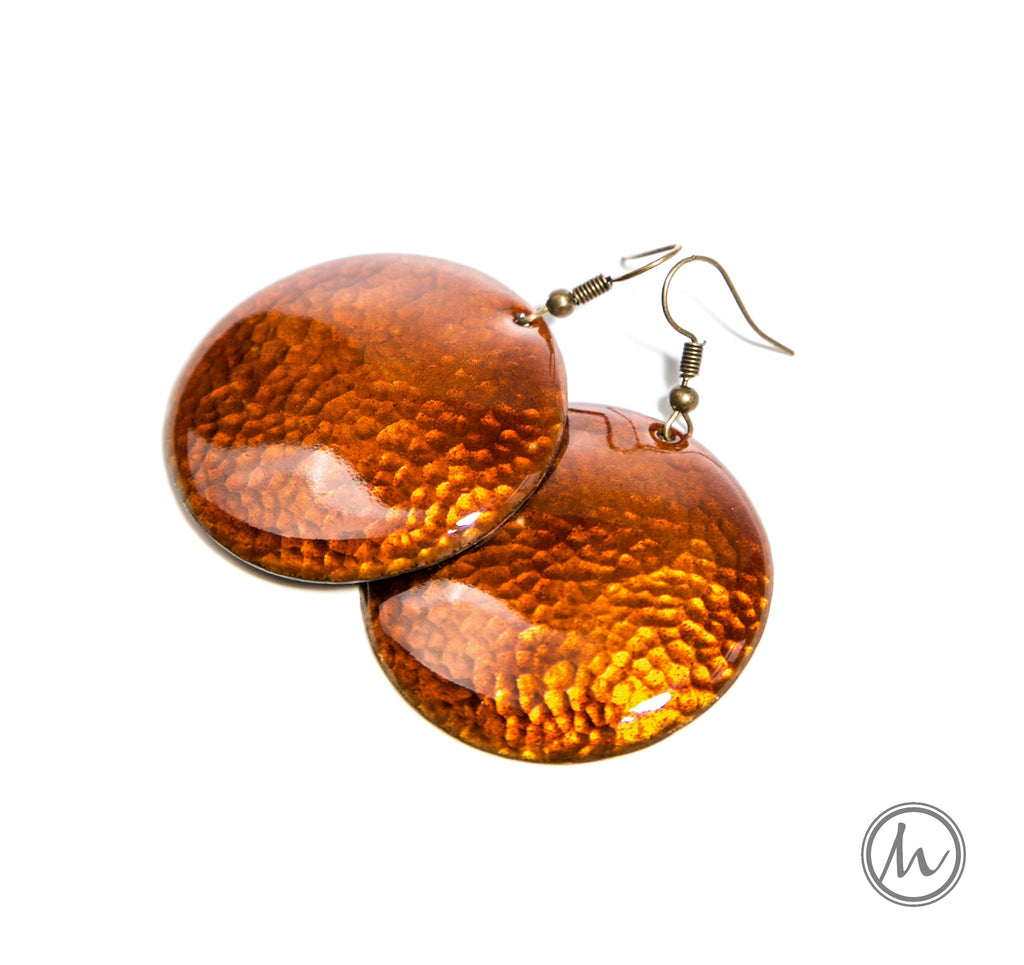 Martelado - kalapált kerek tűzzománc fülbevaló