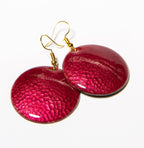 Martelado - kalapált kerek tűzzománc fülbevaló