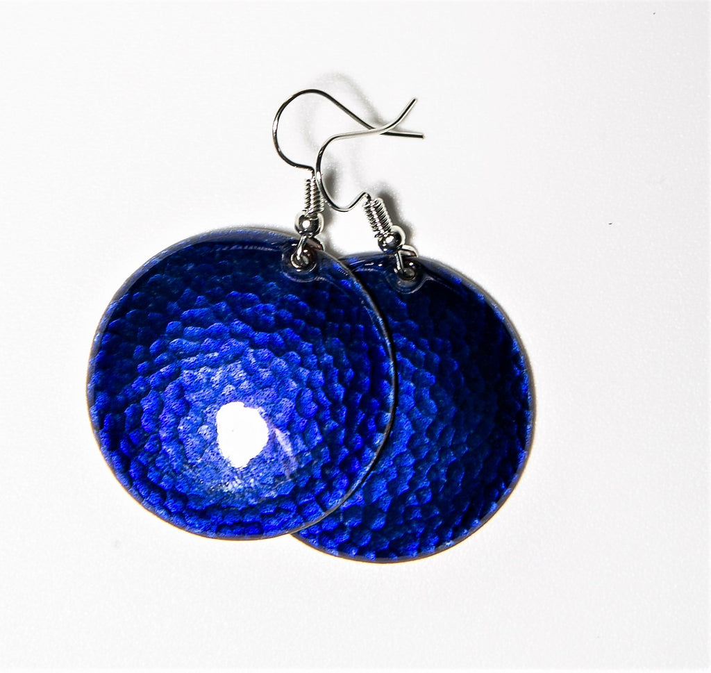 Martelado - kalapált kerek tűzzománc fülbevaló