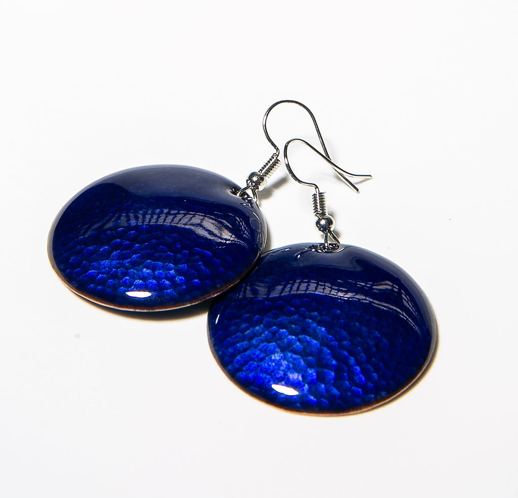 Martelado - kalapált kerek tűzzománc fülbevaló