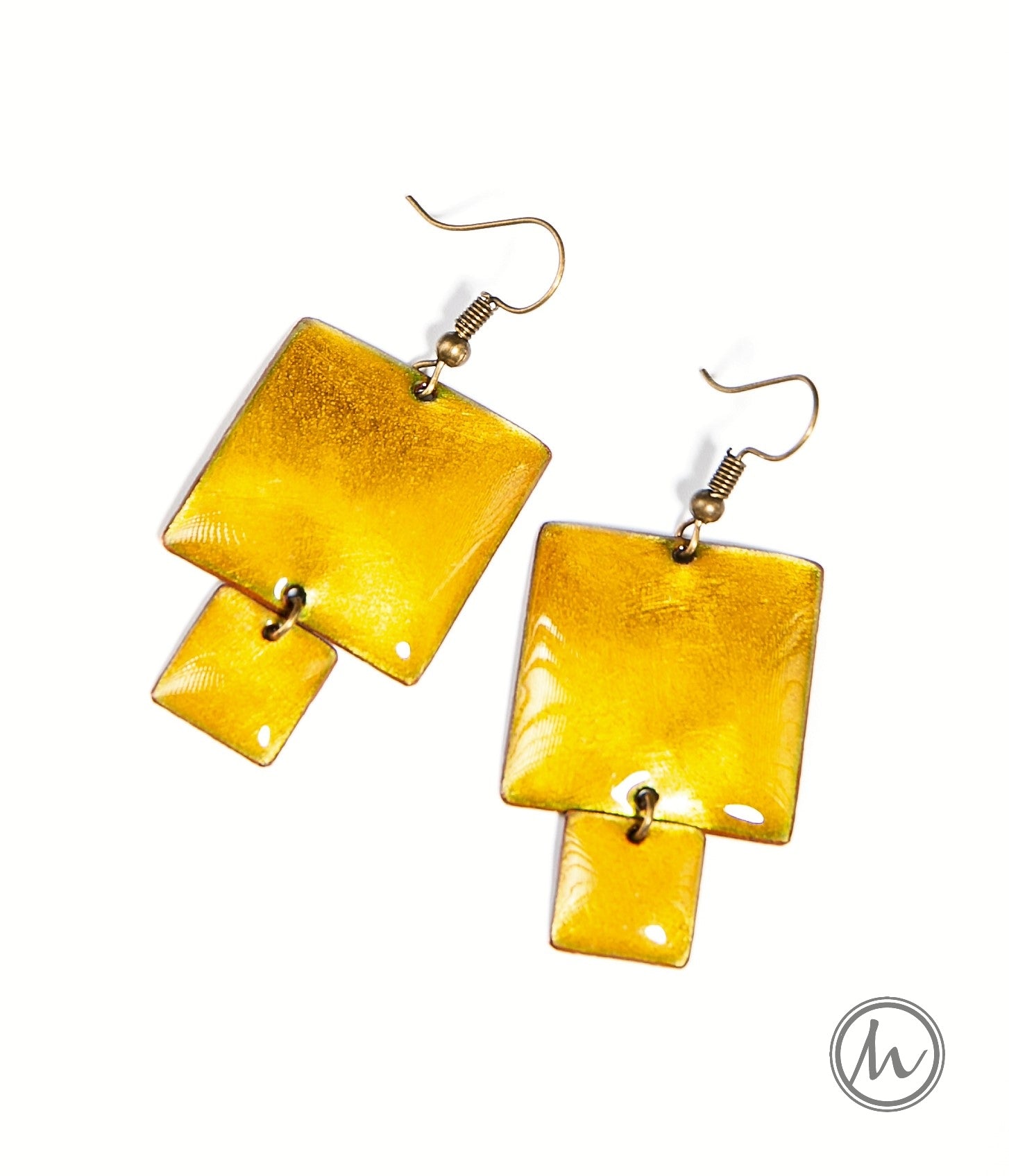 Solfatara - szögletes tűzzománc fülbevaló aranysárga