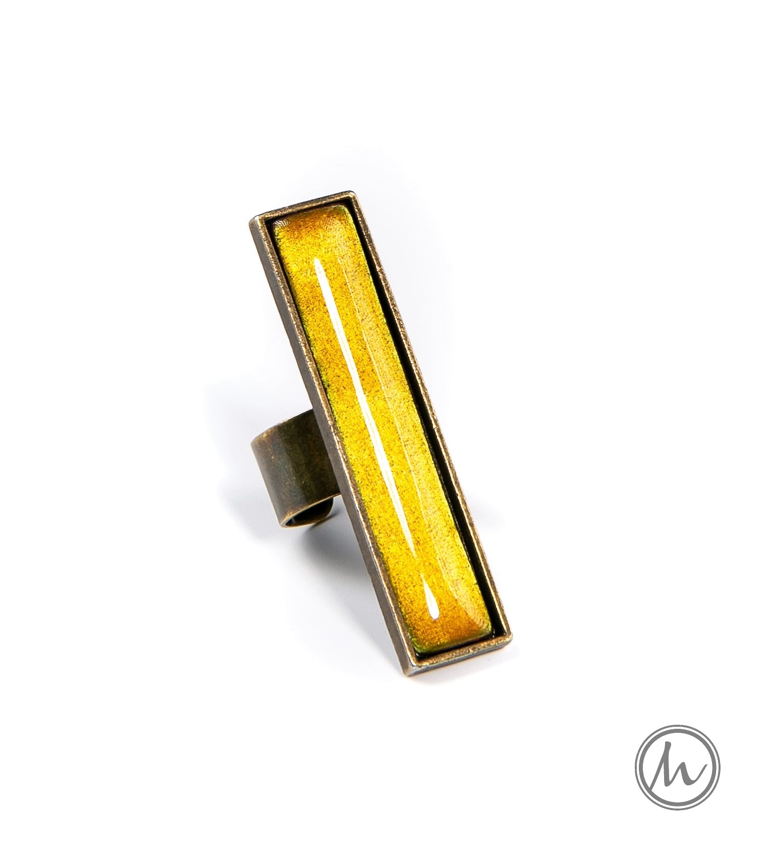 Solfatara - szögletes tűzzománc gyűrű aranysárga