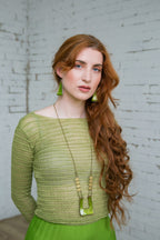 Zagara - egyedi kalapált tűzzománc nyakék világoszöld színben