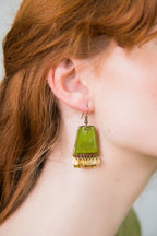 Zagara - világoszöld tűzzománc fülbevaló