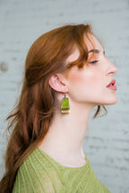 Zagara - világoszöld tűzzománc fülbevaló peridottal